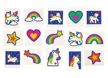 Cadeautje - tattoos unicorn - regenboog eenhoorn - set van 80 assorti
