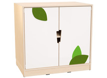 Naturo - M kast met 1 legplank, diepte 60 cm, witte deuren met applicatie en uitgesneden handvat, met plint