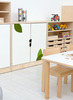 Naturo - M kast met 1 legplank, diepte 60 cm, witte deuren met applicatie en uitgesneden handvat, met plint