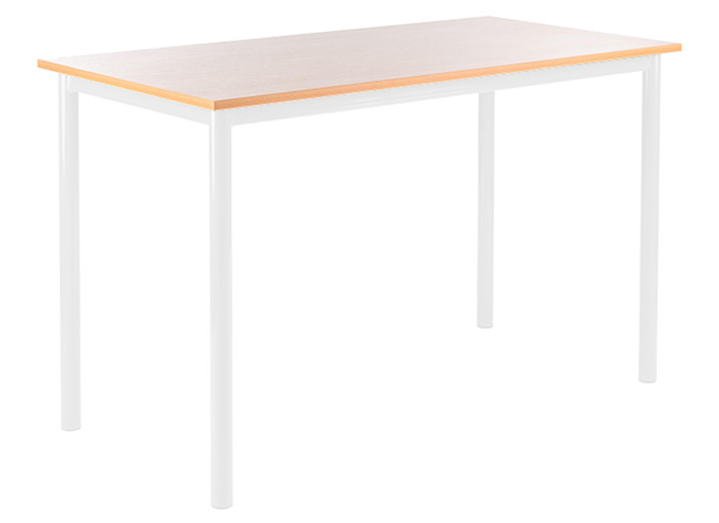 Tafel - Universal - Regelbare Voetdoppen - 120 Cm X 70 Cm X 58 Cm - Onderstel Ral 4003 (roze) - Blad Beuk - Per Stuk