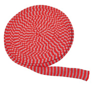 Stof-rondgebreide Band - Rood Grijs-10m