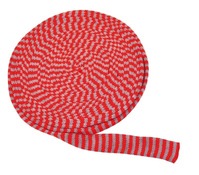 Stof-rondgebreide band - rood grijs-10m
