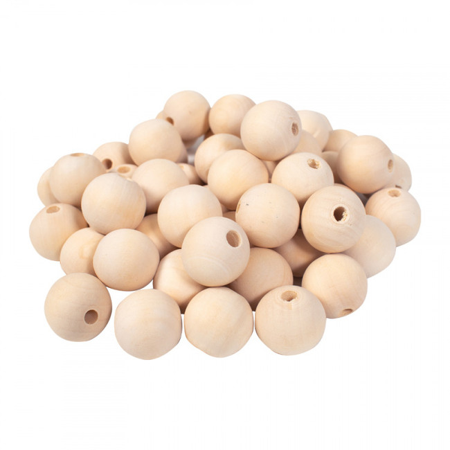 Kralen-hout-naturel ø 30mm-50st