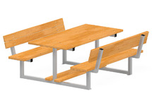 Picknicktafel - stalen frame met houten zitting - picknicktafel met rugleuning - per stuk