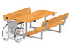 Picknicktafel - stalen frame met houten zitting - integragtie picknicktafel met rugleuning - per stuk