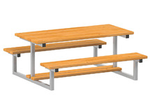 Picknicktafel - stalen frame met houten zitting - picknicktafel  - per stuk