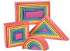 Speelblokken - tickit Rainbow Architect - hout - geometrisch - regenboogkleuren - loose parts - set van 28 assorti