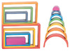 Speelblokken - tickit Rainbow Architect - hout - geometrisch - regenboogkleuren - loose parts - set van 28 assorti