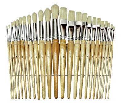 Penselen - Plat/rond - Hout - Set Van 24 Assorti