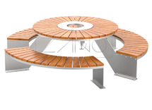 Picknicktafel - stalen frame met houten zitting - domino  - per stuk