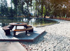 Picknicktafel - stalen frame met houten zitting - domino  - per stuk