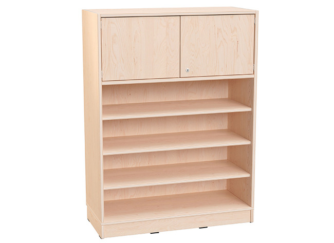 Naturo - L Kast Met 5 Legplanken, S Deuren Bovenaan, Slot, Met Plint