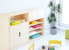 Naturo - L kast met 5 legplanken, S deuren bovenaan, slot, met plint