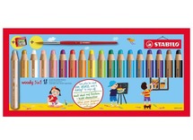 Potloden - waspotloden - Stabilo Woody 3in1 - set van 18 assorti