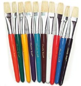 Penselen - plat - hout - set van 10