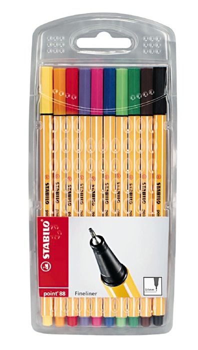 Stiften - Schrijfstiften - Stabilo Point 88 - Fineliner - 0,4 Mm - Gekleurd - Set Van 10 Assorti