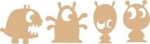 Mdf - 4 Delige Sets - monsters - per stuk