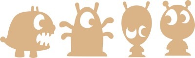 Mdf - 4 Delige Sets - Monsters - Per Stuk