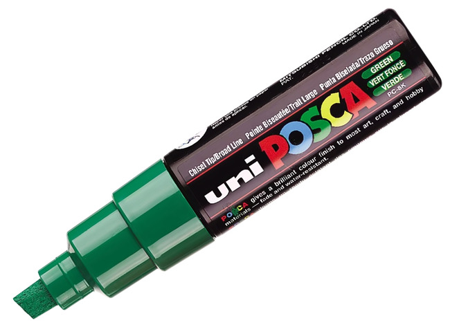 Posca - Verfmarker - Dik 8mm - Schuine Punt - Groen - Per Stuk