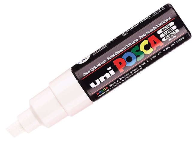 Posca - Verfmarker - Dik 8mm - Schuine Punt - Wit - Per Stuk