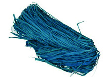 Koord - raffia - natuur - gekleurd - 50 g - blauw - per stuk