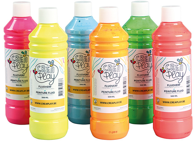 Verf - Fluo - Creaplay - 6 X 500 Ml - Set Van 6 Assorti