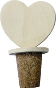 Flessenkurk - hartje - hout - set van 6
