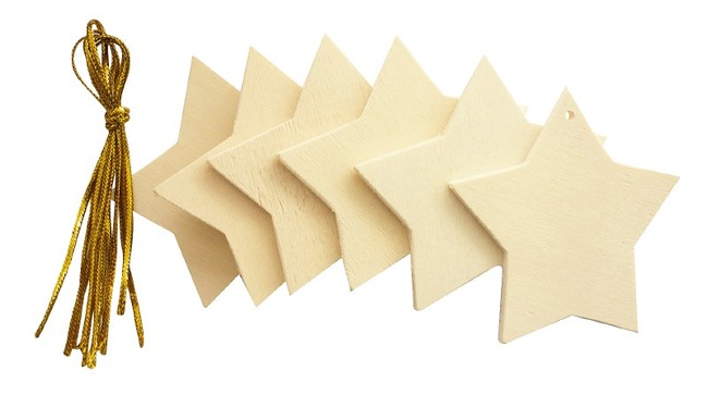 Hangers - Hout - Stervorm - Kerstvorm - Kerst - Set Van 6