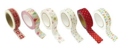 Kleefband - Papiertape - Decoratief - 10 M - Kerst - Set Van 6 Assorti