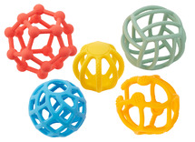 Eerste speelgoed - Tickit - grijpballen - regenboog - flexi - siliconen - set van 5