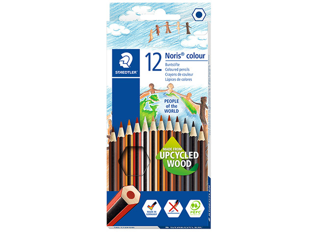 Potloden - Kleurpotloden - Staedtler Noris colour People Of The World - Zeshoekig - Etui - Set Van 12 Assorti