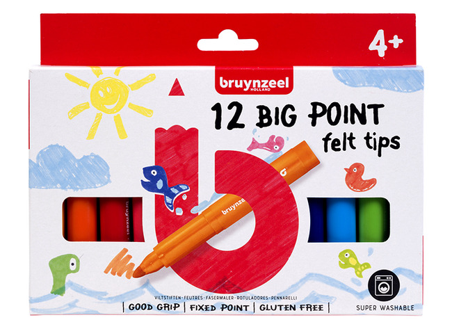 Stiften - Kleurstiften - Bruynzeel Kids Big Point - Dik - Set Van 12 Assorti