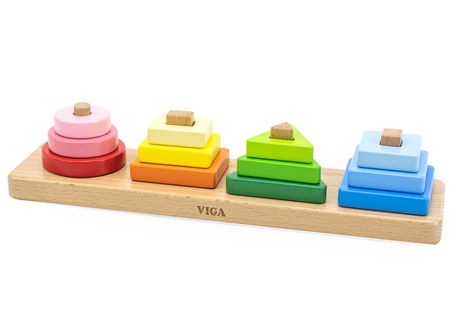 Stapelen - Viga - Vormen En Kleuren - Geometrische Vormen Stapelen - Per Puzzel