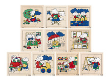 Puzzel - verhaalpuzzel - bezige muizen - hout - set van 10 assorti