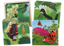 Puzzel - groeipuzzel - Rolf Connect - levenscyclus van de vlinder - 4 lagen - 86 stukjes - met app - augmented reality - hout - per stuk