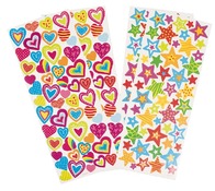Stickers - sterren en hartjes 4 bogen - 214 stuks