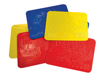 Krasplaten - dinosaurussen - voor waskrijt - set van 6 assorti