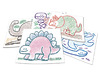 Krasplaten - Royclo - dinosaurussen - voor waskrijt - set van 6 assorti
