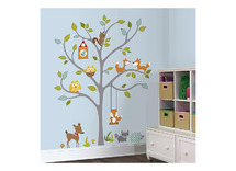 Muursticker-Woodland Boom Met Bewoners