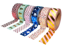 Kleefband - masking tape - papier - versiering - 1,5 cm x 10 m - déco - set van 6