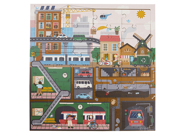 Puzzel - Themapuzzel - Rolf - Boven En Onder De Grond - De Stad - 48-delig - Hout - Per Stuk