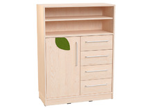 Naturo - L kast met deur links, met applicatie - plint - Metalen handvat