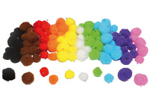 Kralen - rijgkralen - pompons - regenboog kraalpompons 100 ass
