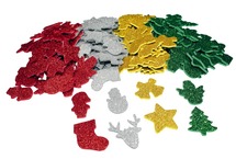Foam - stickers - kerst glitter - zelfklevend - set van 200 assorti