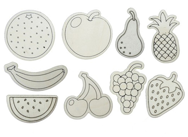 Hout - Inkleurmagneten - Fruit - Set V 9 Ass