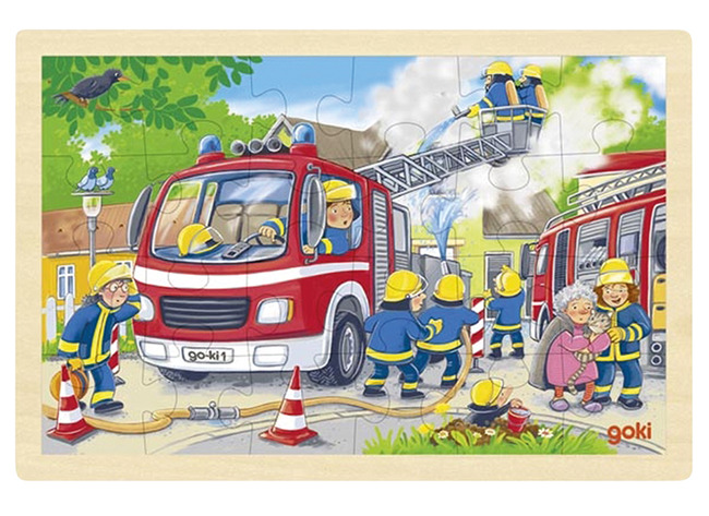 Puzzel - Themapuzzel - Goki - Brandweer - 24 Stukjes - Hout - Per Stuk