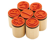 Stempels - beloningsstempels - 2,5 x 2 cm - met stempelkussen - set van 7