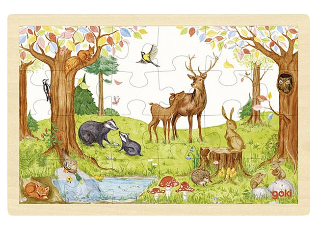 Puzzel - Themapuzzel - Goki - Het Bos - 24 Stukjes - Hout - Per Stuk