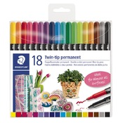 Stiften - kleurstiften - Staedtler - dubbele punt - parmenent - set van 18 assorti