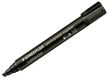 Stiften - permanent marker - Staedtler Lumocolor 350 - schuine punt - zwart - per stuk